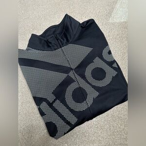 ADIDAS FRONT ZIP TRACK JACKET BLACK WHITE JUNIORS SZ 16